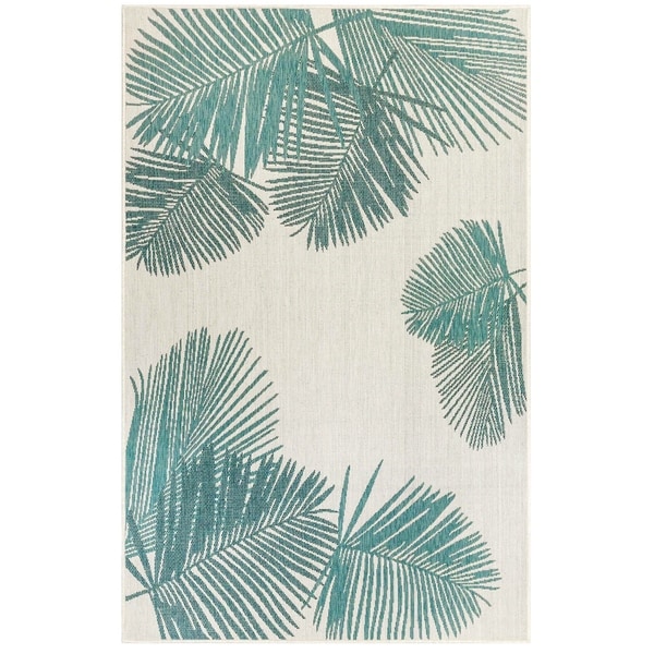 Liora Manne Carmel Palm Indoor/Outdoor Rug Aqua 39"X59"