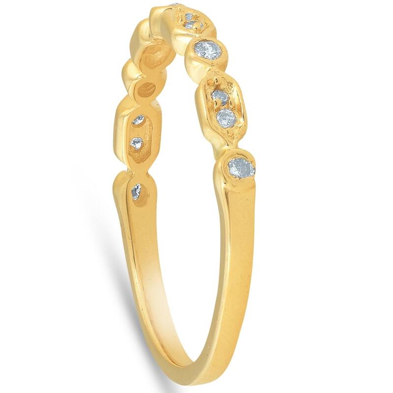 14K Yellow Gold 1/8 ct TDW Diamond Stackable Womens Wedding Anniversary Ring