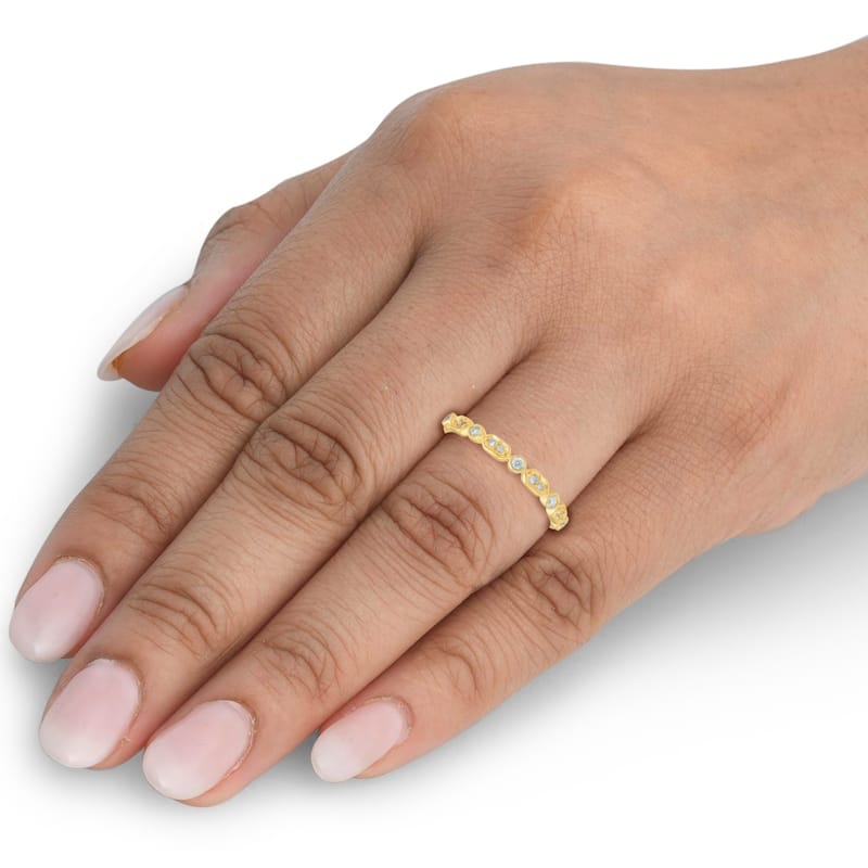 14K Yellow Gold 1/8 ct TDW Diamond Stackable Womens Wedding Anniversary Ring