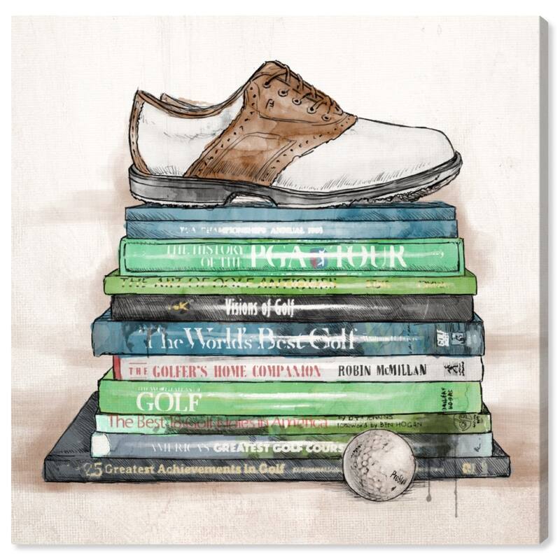 Wynwood Studio 'Golf Books' Fashion and Glam Wall Art Canvas Print - Green, Brown