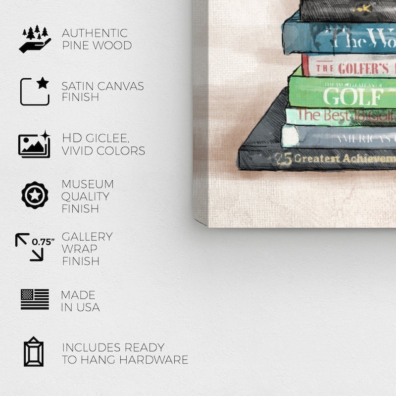 Wynwood Studio 'Golf Books' Fashion and Glam Wall Art Canvas Print - Green, Brown