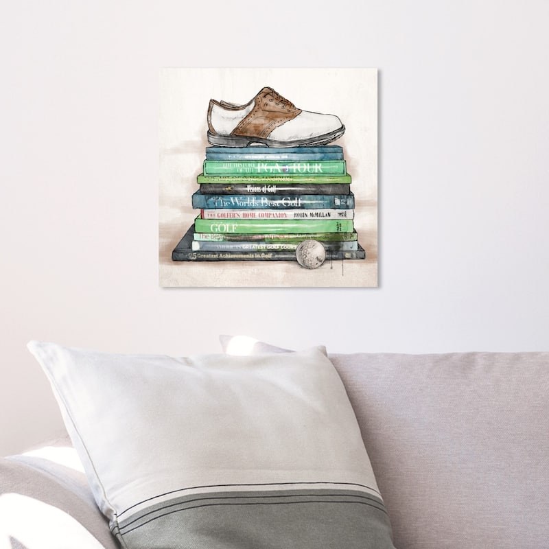 Wynwood Studio 'Golf Books' Fashion and Glam Wall Art Canvas Print - Green, Brown - 12 x 12
