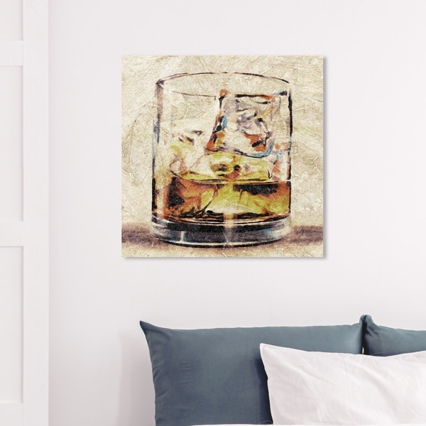 Wynwood Studio 'Scotch Glass' Drinks and Spirits Wall Art Canvas Print - Brown, Brown