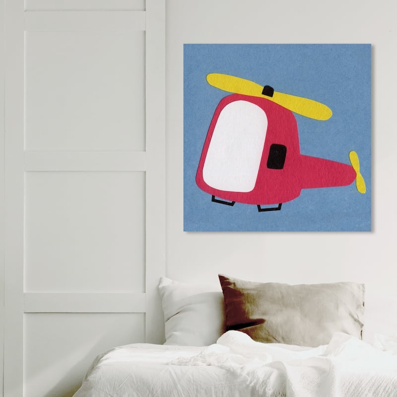 Wynwood Studio 'Helicopter' Transportation Wall Art Canvas Print - Red, Blue - 30 x 30