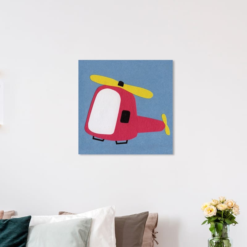 Wynwood Studio 'Helicopter' Transportation Wall Art Canvas Print - Red, Blue