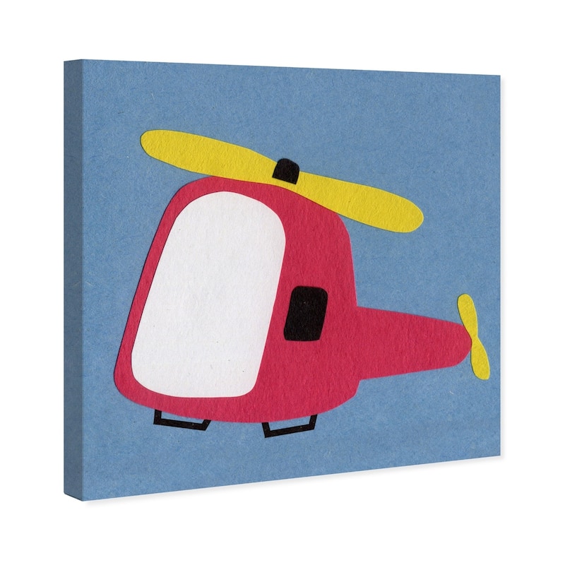 Wynwood Studio 'Helicopter' Transportation Wall Art Canvas Print - Red, Blue