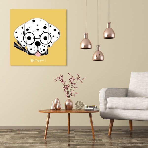 Wynwood Studio 'Bonjour Spots Yellow' Animals Wall Art Canvas Print - Yellow, White
