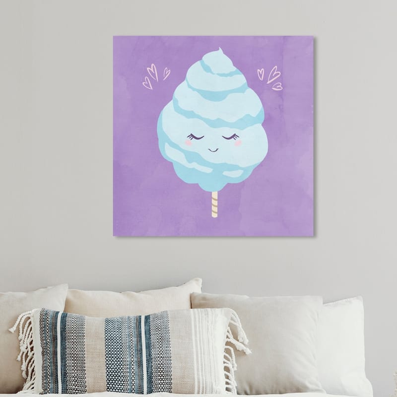Wynwood Studio 'Sweet Cotton Candy' Food and Cuisine Wall Art Canvas Print - Purple, Blue - 12 x 12