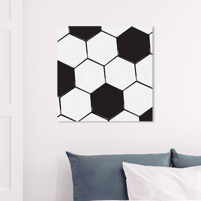 Wynwood Studio 'Soccer Ball' Sports and Teams Wall Art Canvas Print - Black, White