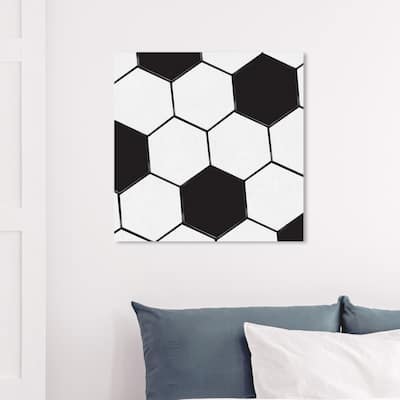 Wynwood Studio 'Soccer Ball' Sports and Teams Wall Art Canvas Print - Black, White
