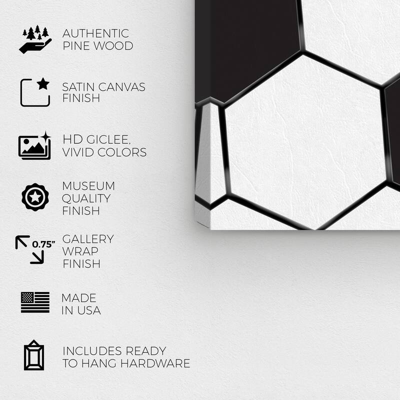 Wynwood Studio 'Soccer Ball' Sports and Teams Wall Art Canvas Print - Black, White