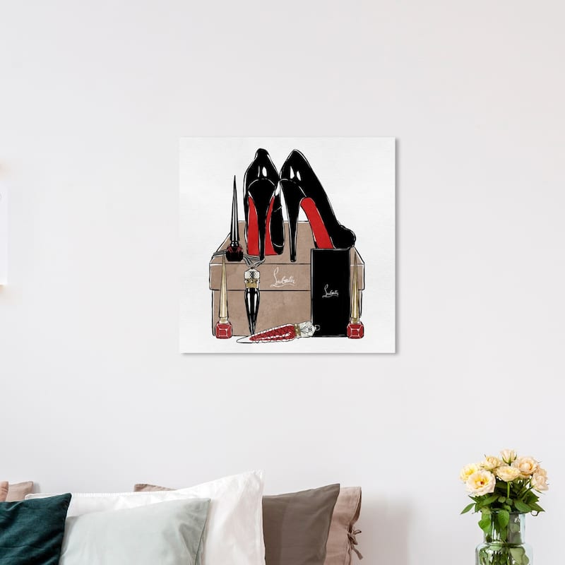 Wynwood Studio 'High Heels High Fashion' Fashion and Glam Wall Art Canvas Print - Black, Red - 20 x 20