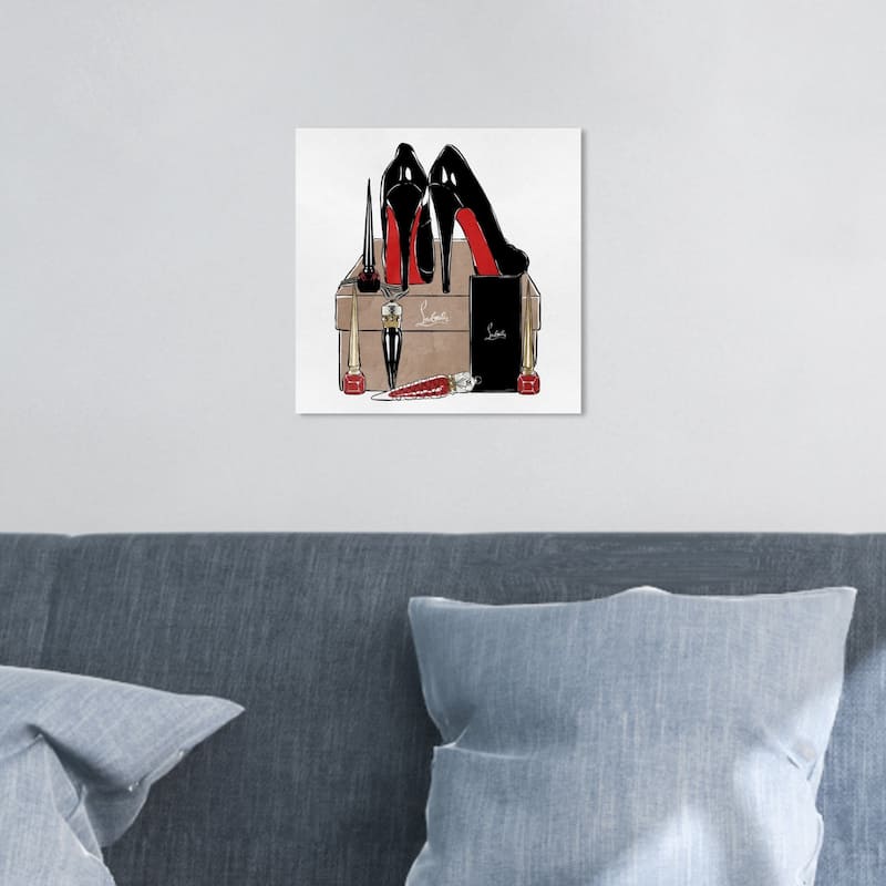 Wynwood Studio 'High Heels High Fashion' Fashion and Glam Wall Art Canvas Print - Black, Red - 12 x 12