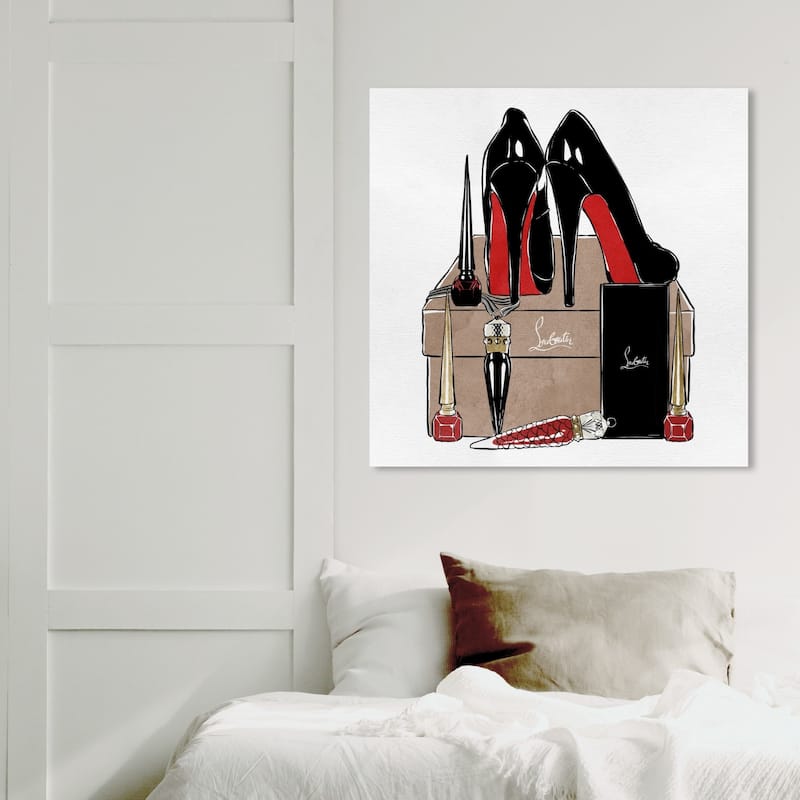 Wynwood Studio 'High Heels High Fashion' Fashion and Glam Wall Art Canvas Print - Black, Red - 30 x 30