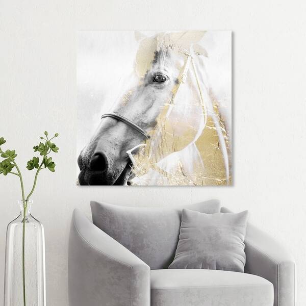 slide 2 of 6, Wynwood Studio 'Horse Gold Dream' Animals Wall Art Canvas Print - White, Gold
