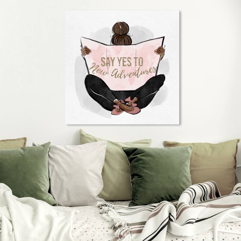 Wynwood Studio 'Globe Trotter Spring' Typography and Quotes Wall Art Canvas Print - Gold, Black