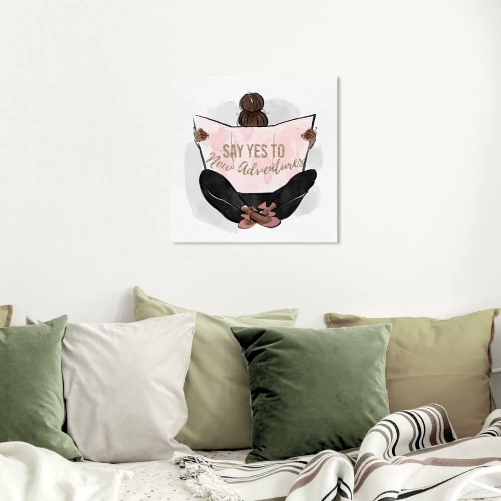 Wynwood Studio 'Globe Trotter Spring' Typography and Quotes Wall Art Canvas Print - Gold, Black