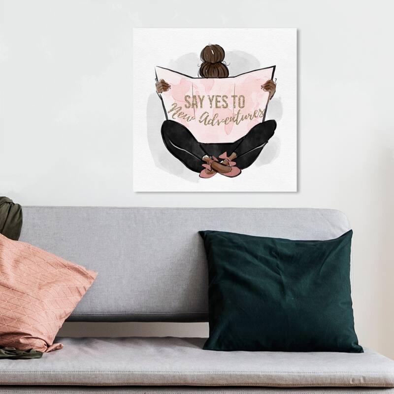 Wynwood Studio 'Globe Trotter Spring' Typography and Quotes Wall Art Canvas Print - Gold, Black