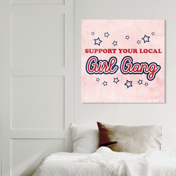 Wynwood Studio 'Girl Gang' Typography and Quotes Wall Art Canvas Print - Red, Pink