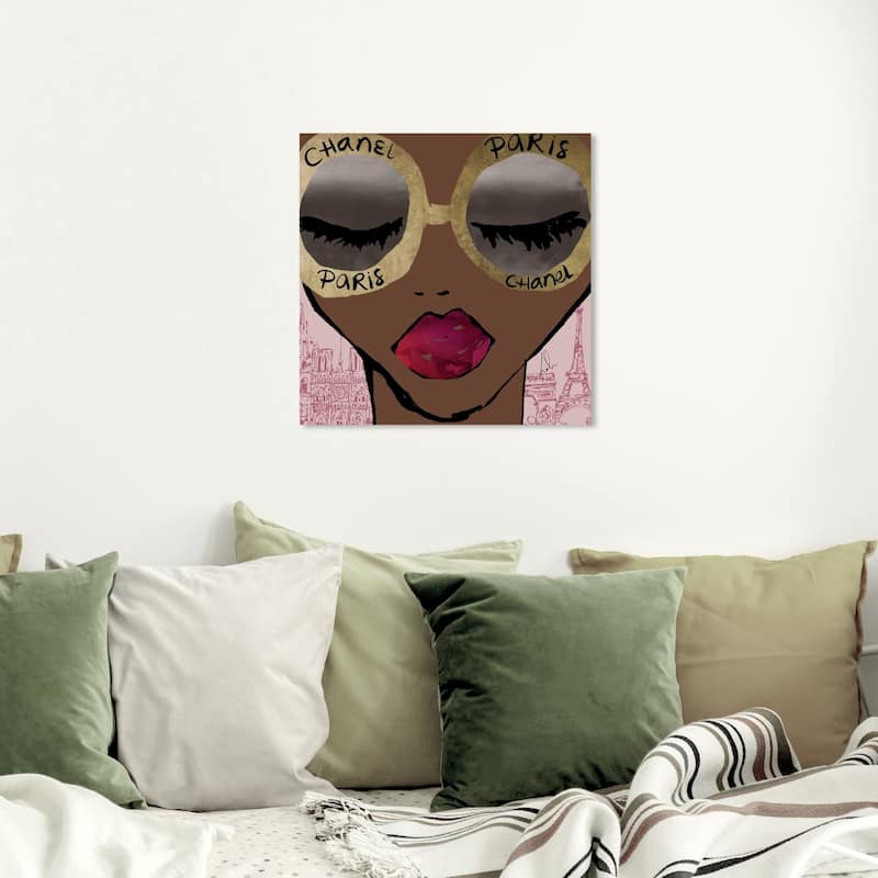 Wynwood Studio 'Ready For The City Gold' Fashion and Glam Wall Art Canvas Print - Gold, Pink - 20 x 20