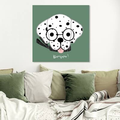 Wynwood Studio 'Bonjour Spots Green' Animals Wall Art Canvas Print - Green, White