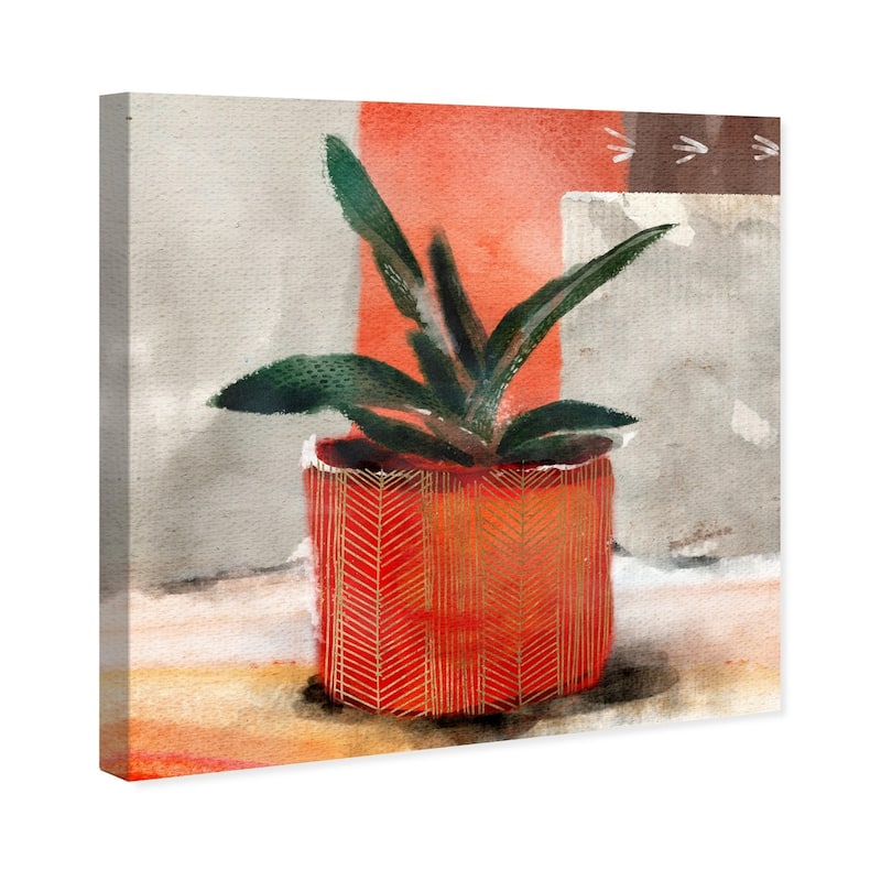 Wynwood Studio 'Congo Sunset Succulent' Floral and Botanical Wall Art Canvas Print - Orange, Green