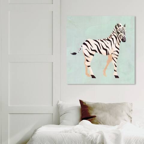 Wynwood Studio 'Zebra Trot' Animals Wall Art Canvas Print - Green, White