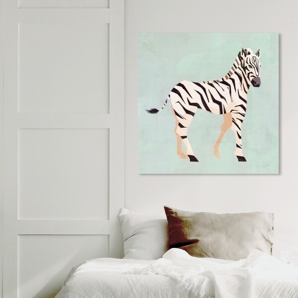 Wynwood Studio 'Zebra Trot' Animals Wall Art Canvas Print - Green, White