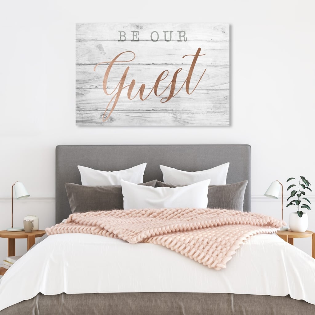 Wynwood Studio 'Be Our Guest Copper' Typography and Quotes Wall Art Canvas Print - White, Pink