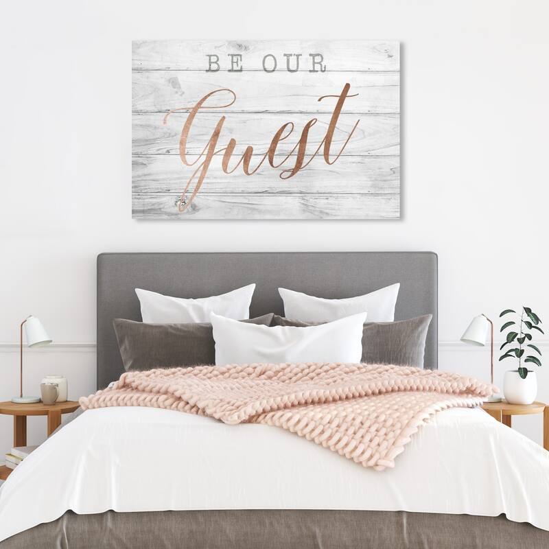 Wynwood Studio 'Be Our Guest Copper' Typography and Quotes Wall Art Canvas Print - White, Pink