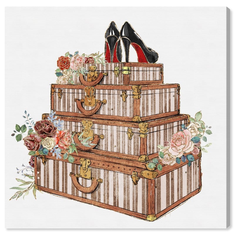 Wynwood Studio 'Travel and Fashion Stack' Fashion and Glam Wall Art Canvas Print - Brown, White