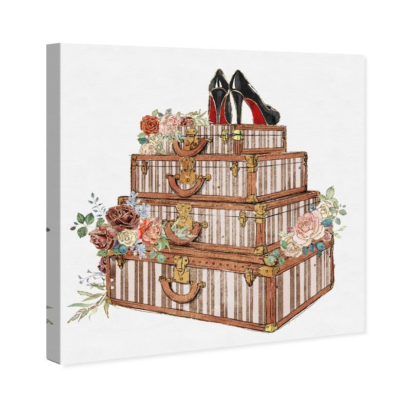 Wynwood Studio 'Travel and Fashion Stack' Fashion and Glam Wall Art Canvas Print - Brown, White