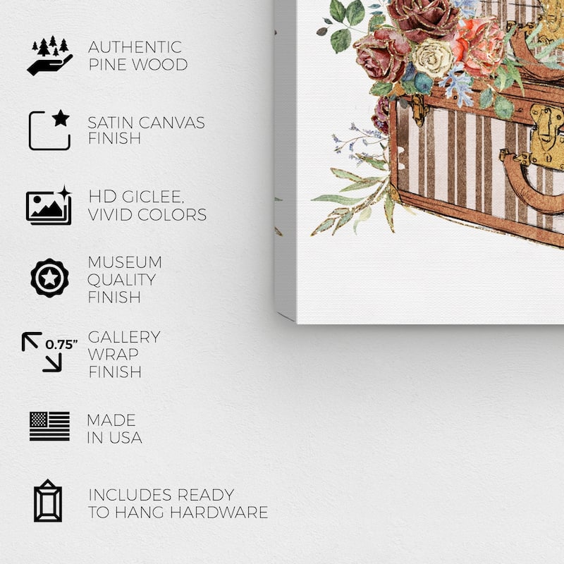 Wynwood Studio 'Travel and Fashion Stack' Fashion and Glam Wall Art Canvas Print - Brown, White