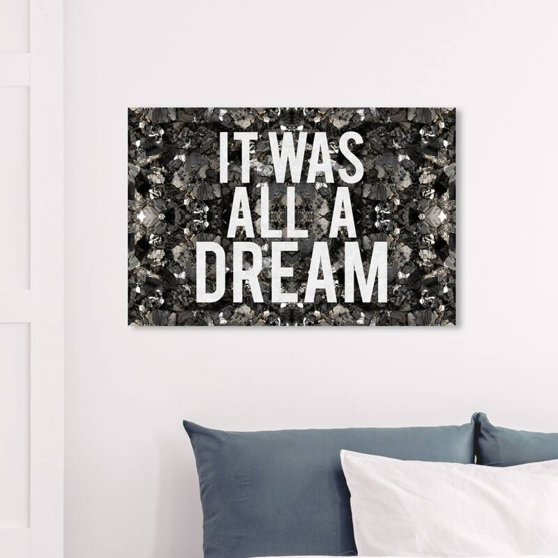 Wynwood Studio 'All A Dream Glitter' Typography and Quotes Wall Art Canvas Print - White, Gray