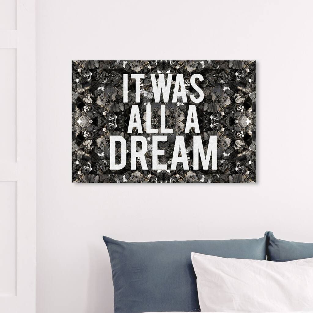 Wynwood Studio 'All A Dream Glitter' Typography and Quotes Wall Art Canvas Print - White, Gray