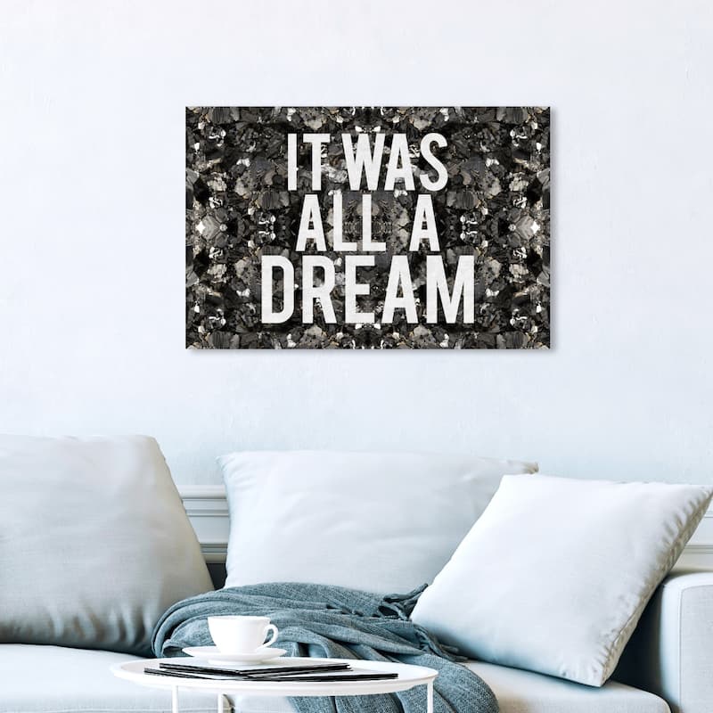 Wynwood Studio 'All A Dream Glitter' Typography and Quotes Wall Art Canvas Print - White, Gray - 24 x 16