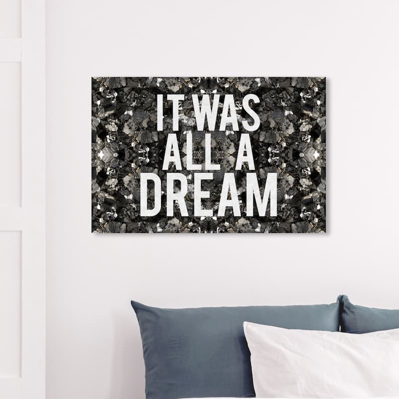 Wynwood Studio 'All A Dream Glitter' Typography and Quotes Wall Art Canvas Print - White, Gray - 36 x 24