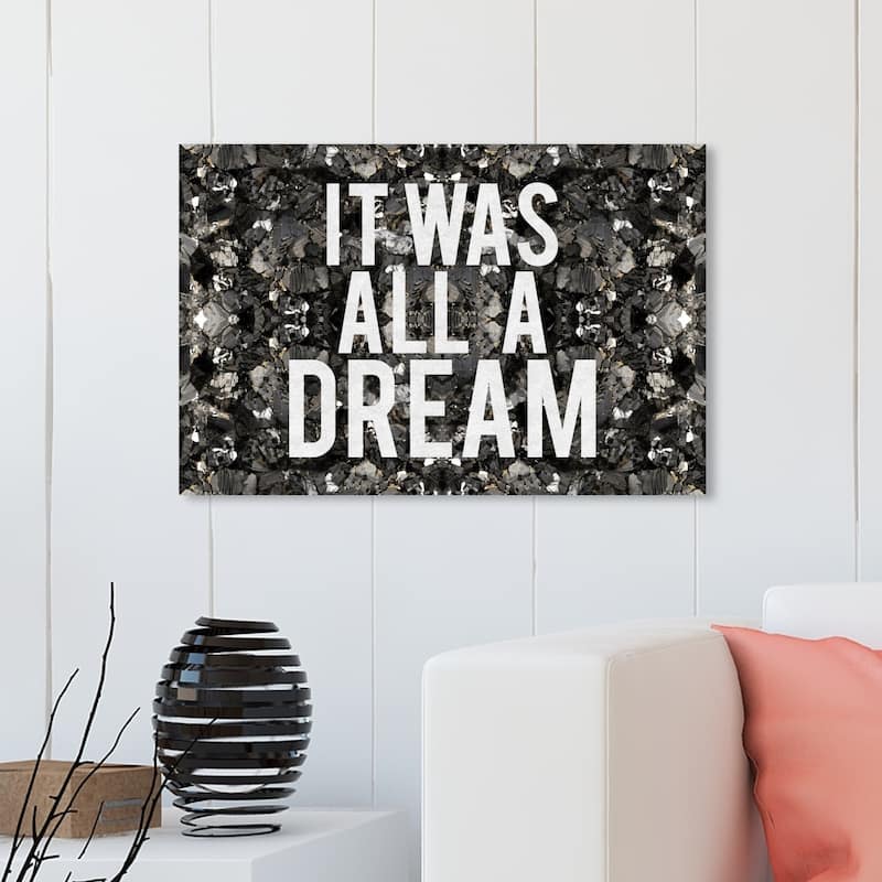 Wynwood Studio 'All A Dream Glitter' Typography and Quotes Wall Art Canvas Print - White, Gray - 30 x 20