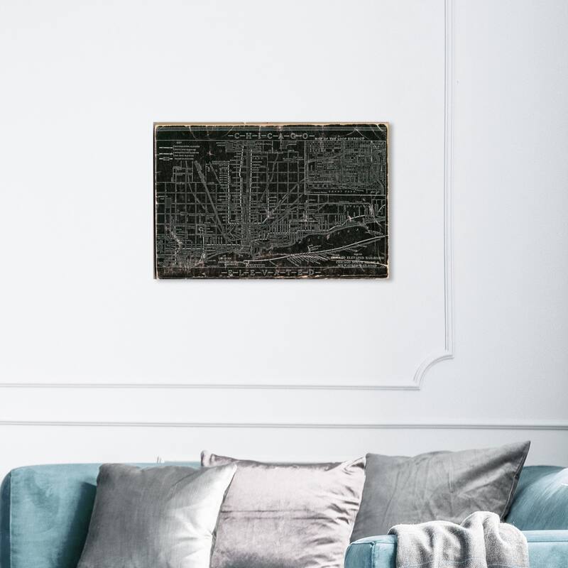 Wynwood Studio 'Chicago Railroad' Maps and Flags Wall Art Canvas Print - Black, Gray - 30 x 20