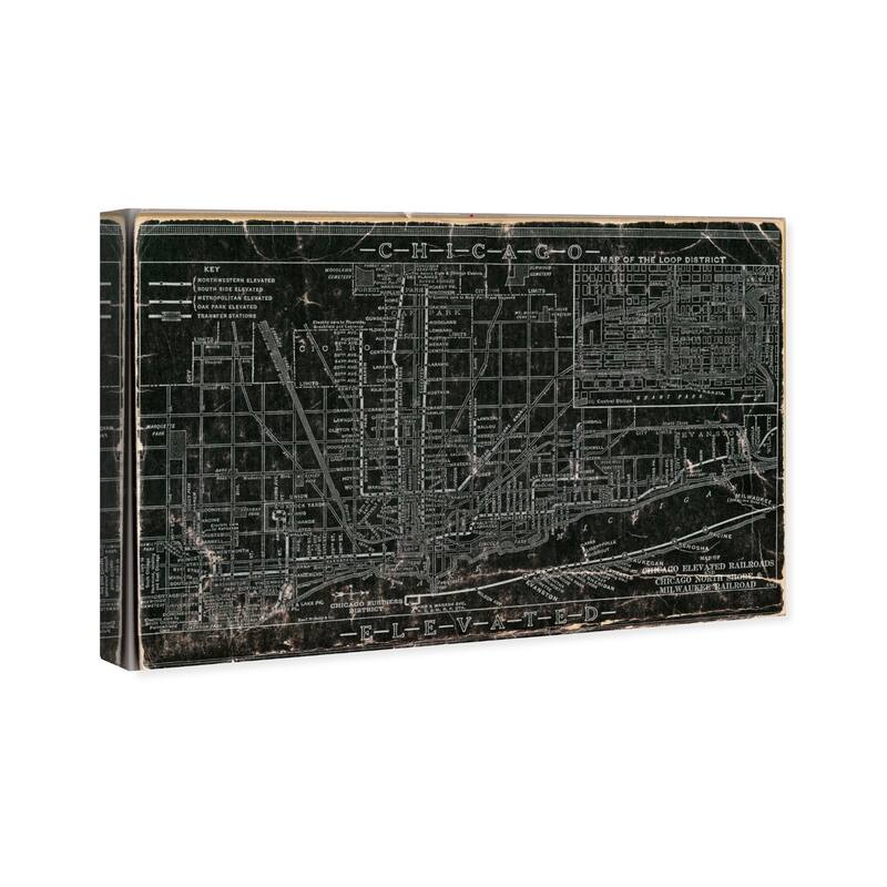 Wynwood Studio 'Chicago Railroad' Maps and Flags Wall Art Canvas Print - Black, Gray