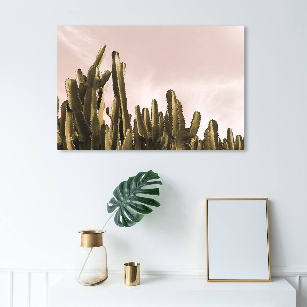Wynwood Studio 'Dream Landscape Cactus' Floral and Botanical Wall Art Canvas Print - Green, Pink