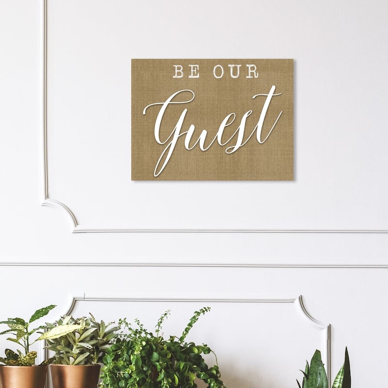 Wynwood Studio ' Be Our Guest' Typography and Quotes Wall Art Canvas Print - Brown, White - 24 x 16