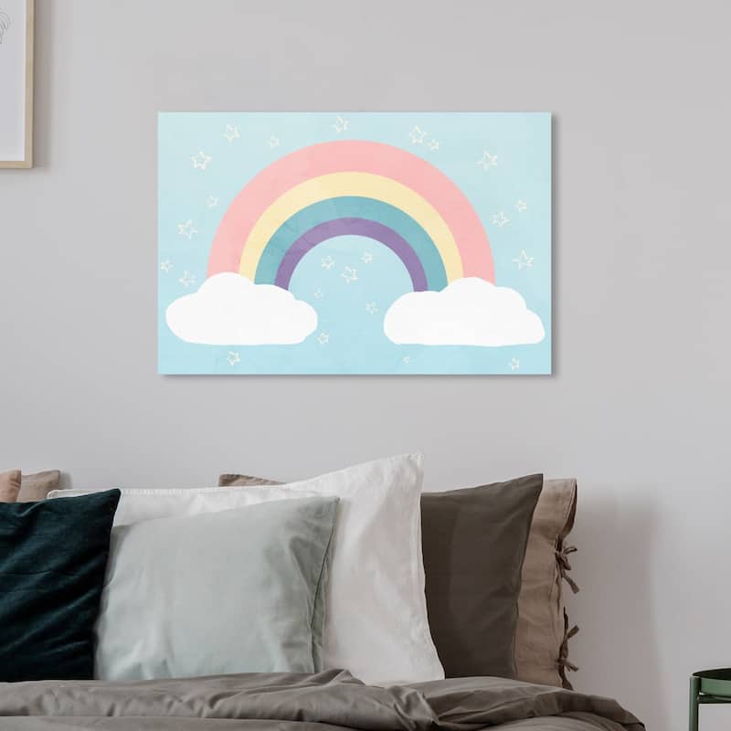 Wynwood Studio 'Soft Rainbow' Nature and Landscape Wall Art Canvas Print - Blue, Pink - 24 x 16