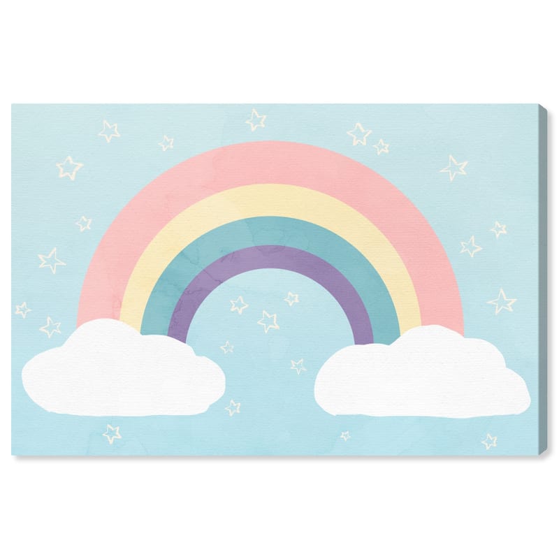 Wynwood Studio 'Soft Rainbow' Nature and Landscape Wall Art Canvas Print - Blue, Pink