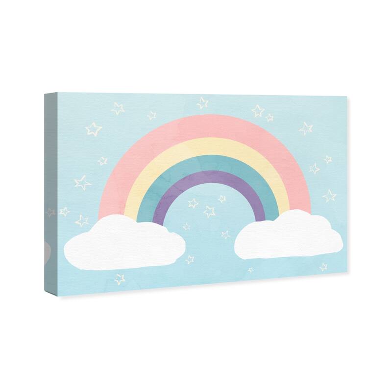 Wynwood Studio 'Soft Rainbow' Nature and Landscape Wall Art Canvas Print - Blue, Pink