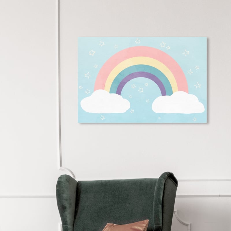 Wynwood Studio 'Soft Rainbow' Nature and Landscape Wall Art Canvas Print - Blue, Pink - 36 x 24