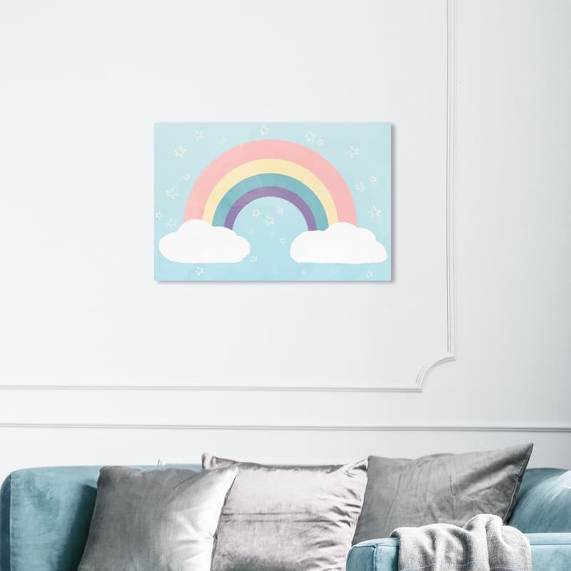 Wynwood Studio 'Soft Rainbow' Nature and Landscape Wall Art Canvas Print - Blue, Pink - 30 x 20