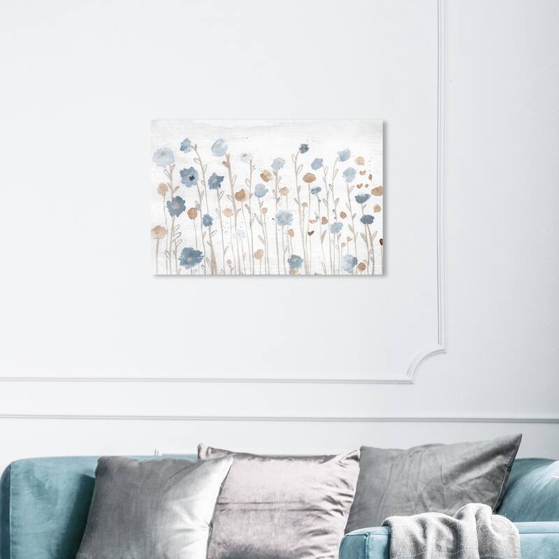 Wynwood Studio 'Beautiful Growth Light Blue' Floral and Botanical Wall Art Canvas Print - Blue, Brown - 30 x 20