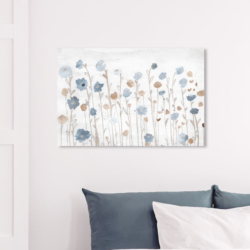 Wynwood Studio 'Beautiful Growth Light Blue' Floral and Botanical Wall Art Canvas Print - Blue, Brown - 36 x 24