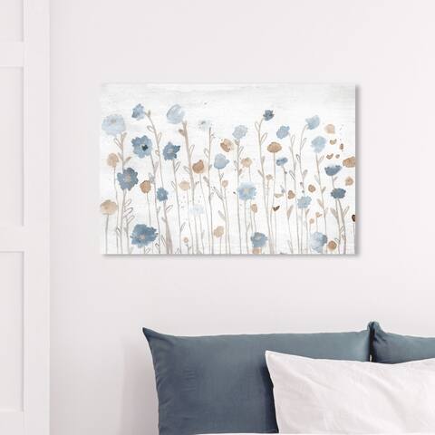 Wynwood Studio 'Beautiful Growth Light Blue' Floral and Botanical Wall Art Canvas Print - Blue, Brown